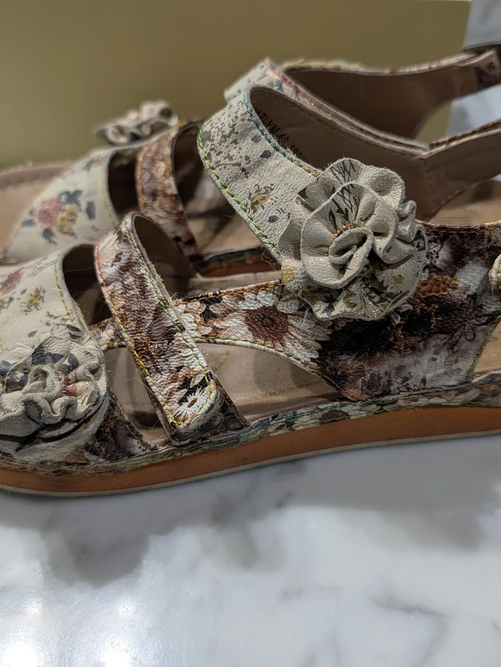 Floral Adjustable Strap Women’s Sandals - Beige Floral